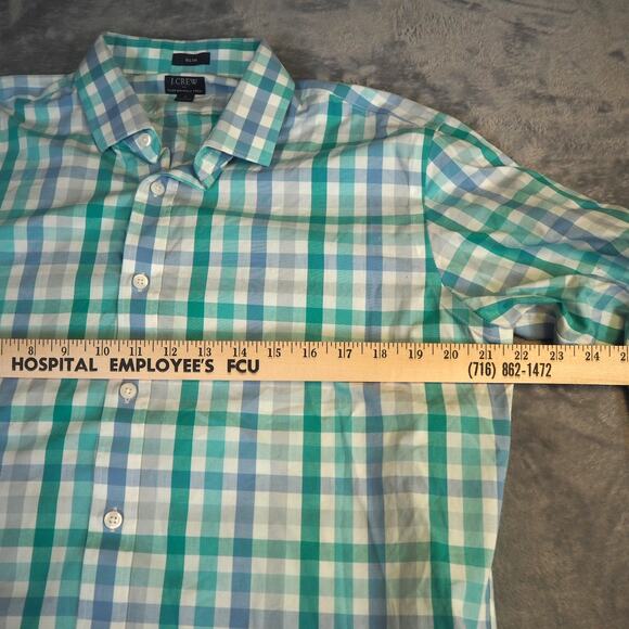 J Crew Flex Wrinkle Free Plaid Button Down Men's Size L Slim Fit Cotton Elastane - Picture 5 of 12
